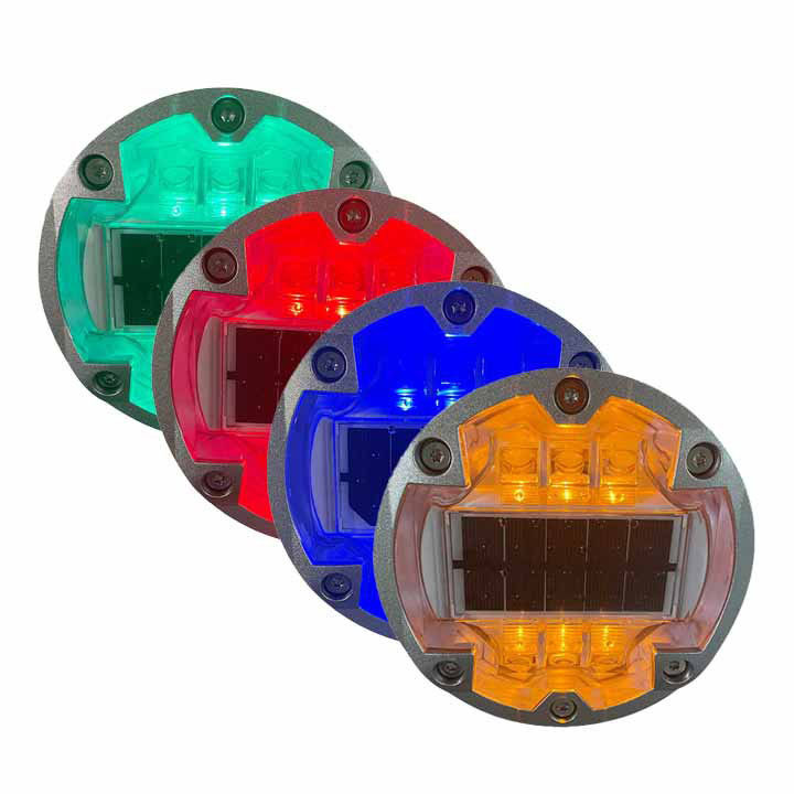 Zonne-LED-wegsteken ingebed rond Aluminium flitsend LED-kattenoogwegmarker